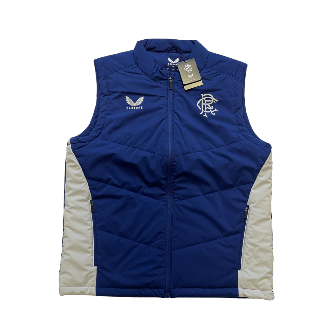 Castore Rangers FC Coaches match day bench gilet men's size L blue