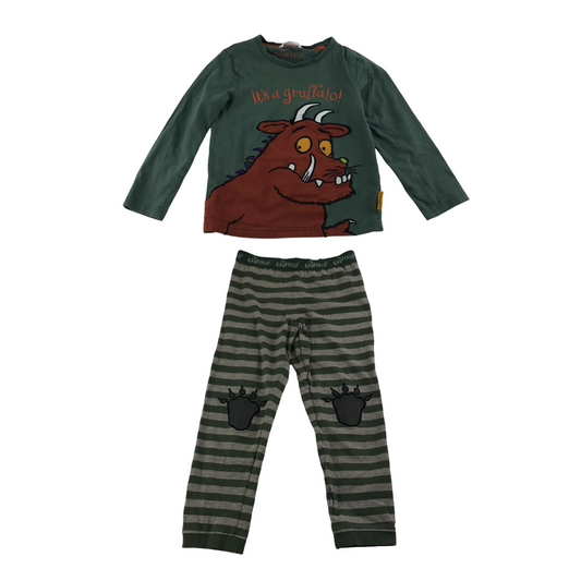 M&S Pyjama Set Age 6 Khaki Green Grey Gruffalo Print Pattern Long Sleeve