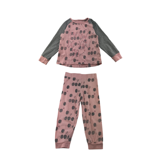 Matalan Pyjama Set Age 4 Pink Glittery Cats Long Sleeve Cotton