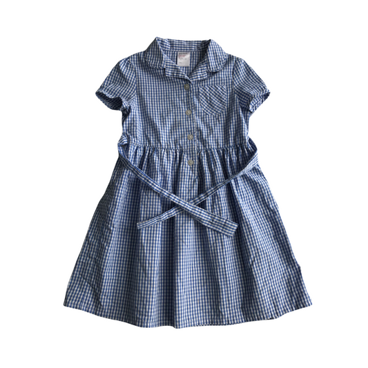 Blue gingham with belt school summer dress
