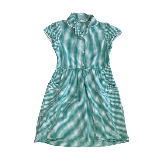 Mint gingham with buttons school summer dress