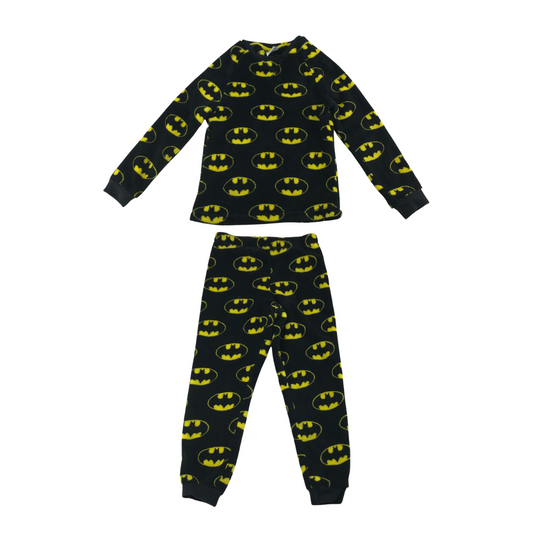 George Pyjama Set Age 6 Black Yellow Batman Fleecy Long Sleeve