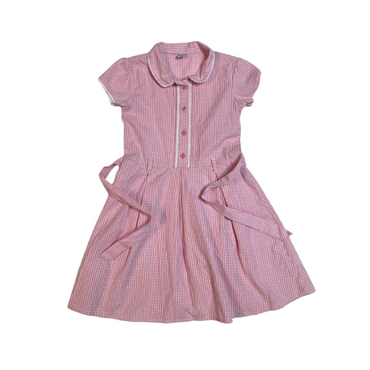 Pink gingham with belt school summer dress
