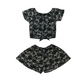 H&M Top and Shorts Set Age 13 Black and White Palm Tree Print