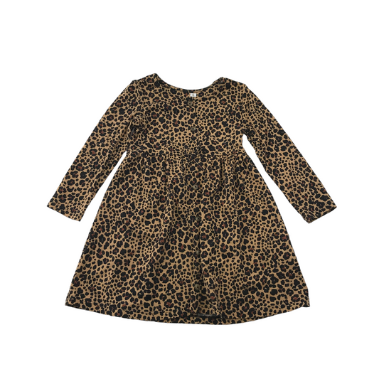 Matalan Brown Long Sleeve Leopard Print Dress Age 4