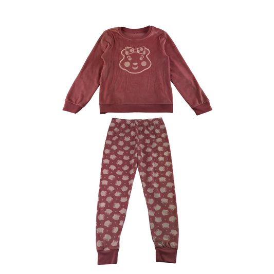 George Pyjama Set Age 8 Vintage Pink Pudsey Bear Fleece Long Sleeve
