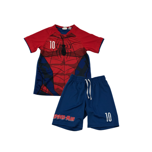 H&M Red and Blue Spiderman Sport Top and Shorts Set Age 6-8