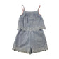 Boden playsuit 9-10 years light blue embroidered cotton