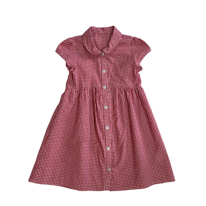 Red gingham with buttons school summer dress