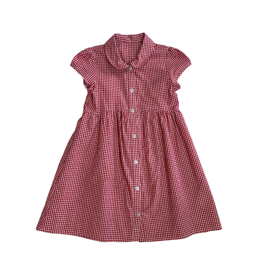 Red gingham with buttons school summer dress