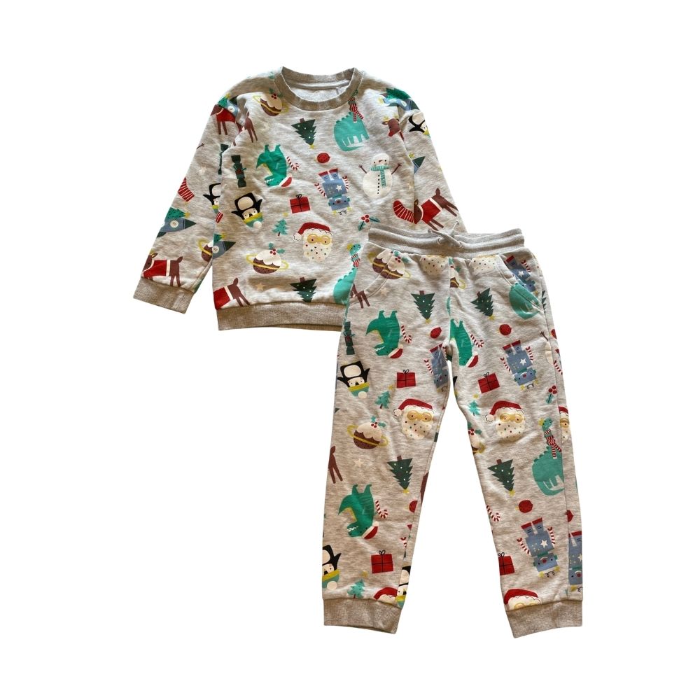 Nutmeg 5-6 years grey graphic Christmas sweater set cotton polyester viscose