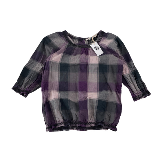 H&M blouse 11-12 years purple check pattern cotton