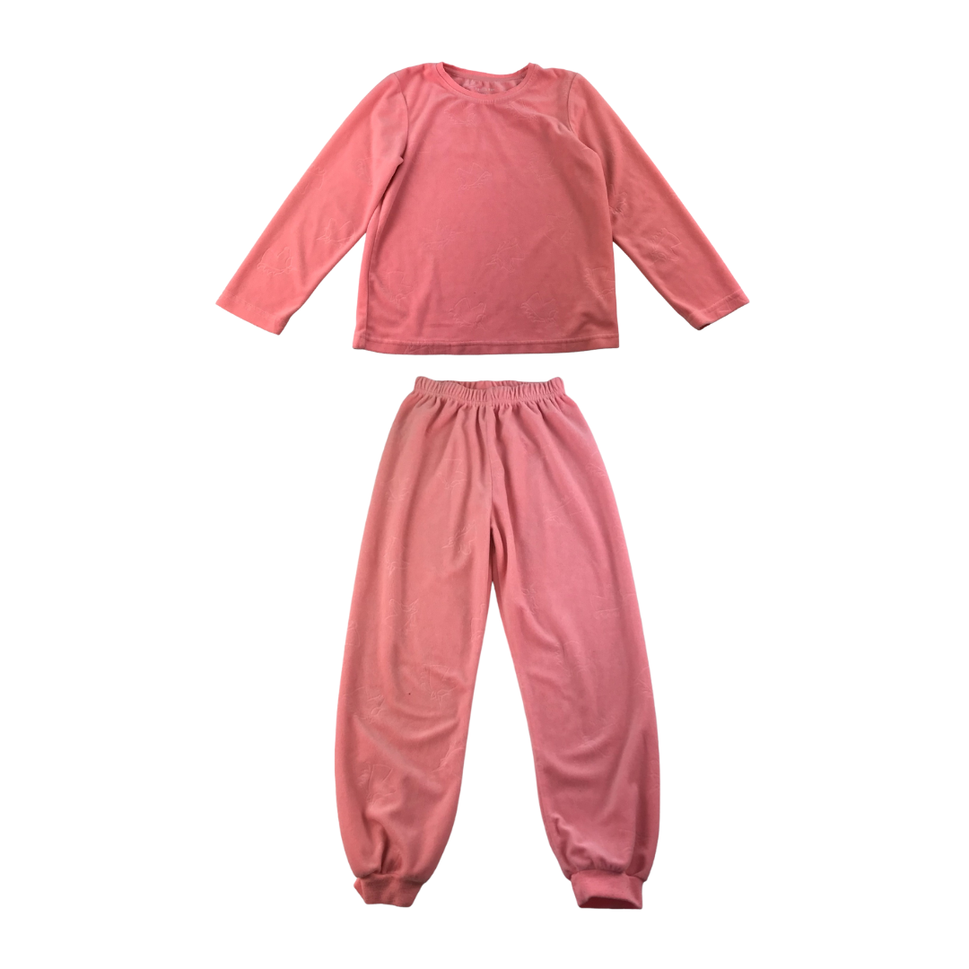 Primark Pyjama Set Age 7 Pink Fleecy Unicorns Long Sleeve