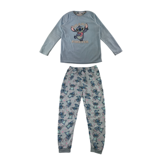 Primark Pyjama Set Age 11 Light Blue DIsney Lilo and Stitch Fleece Long Sleeve
