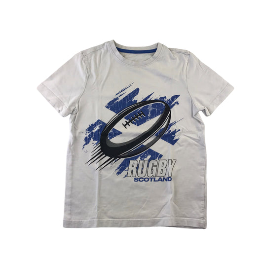 F&F t-shirt 7-8 years white Rugby Scotland short sleeve cotton