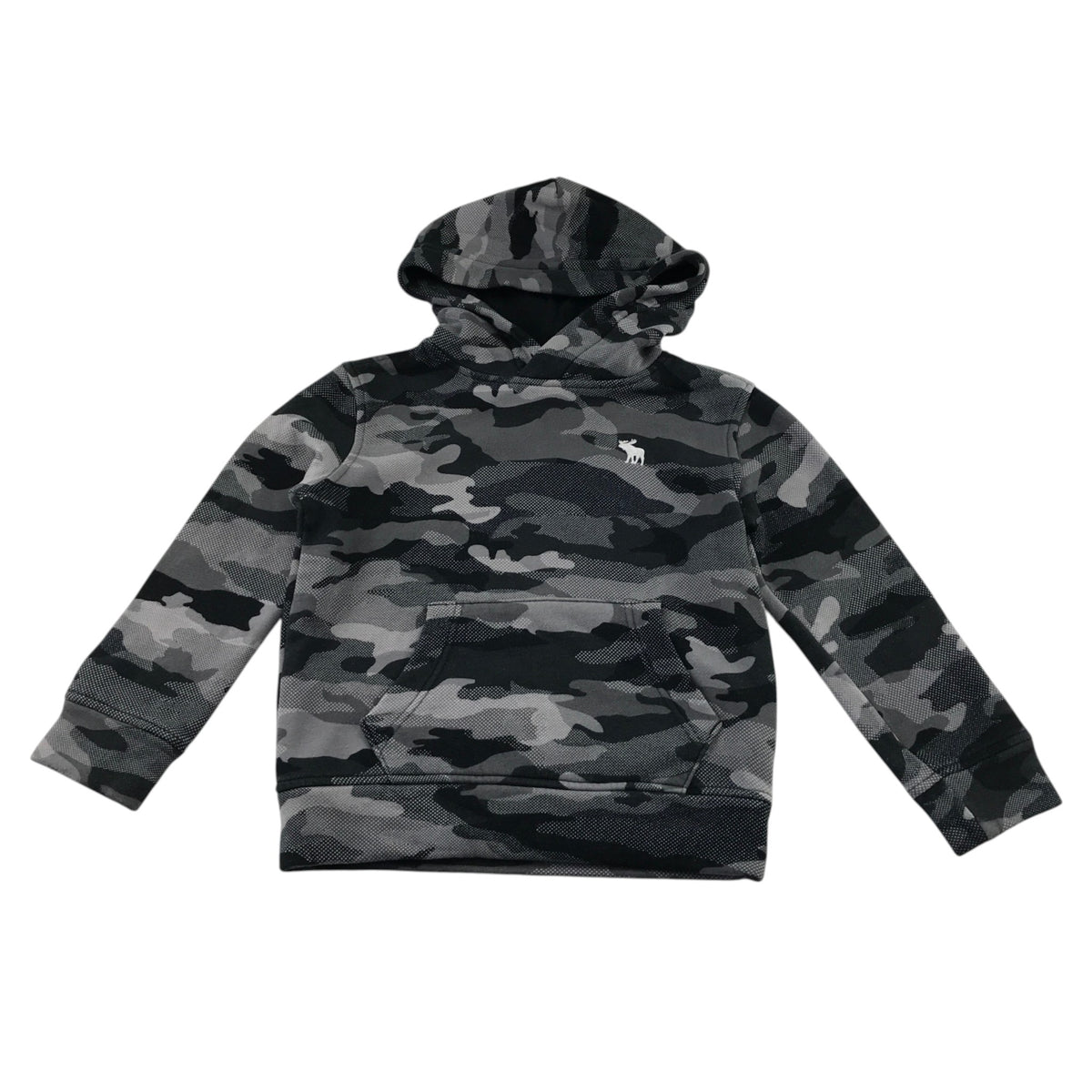 Abercrombie 5-6 years grey tone hoodie camouflage cotton polyester