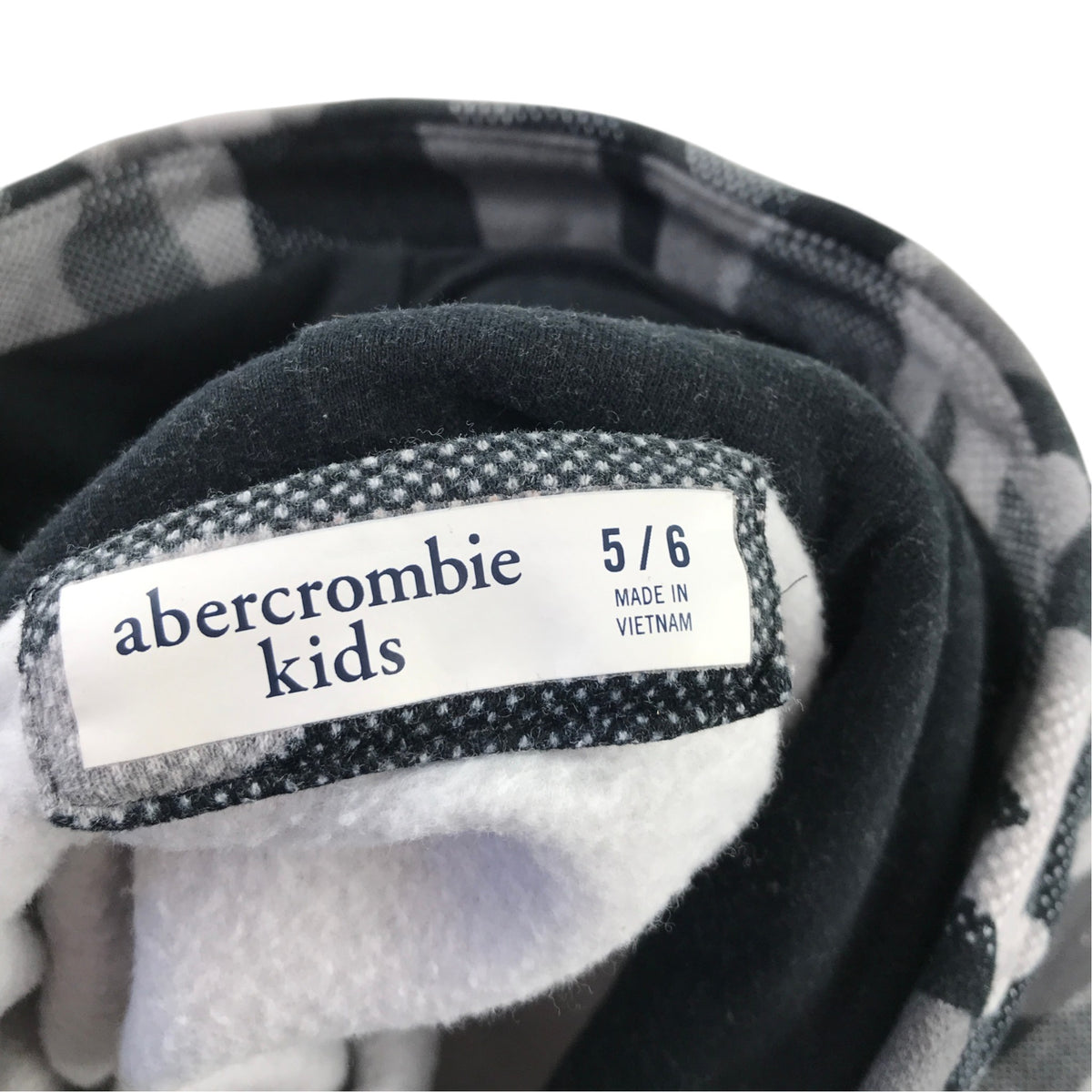 Abercrombie 5-6 years grey tone hoodie camouflage cotton polyester