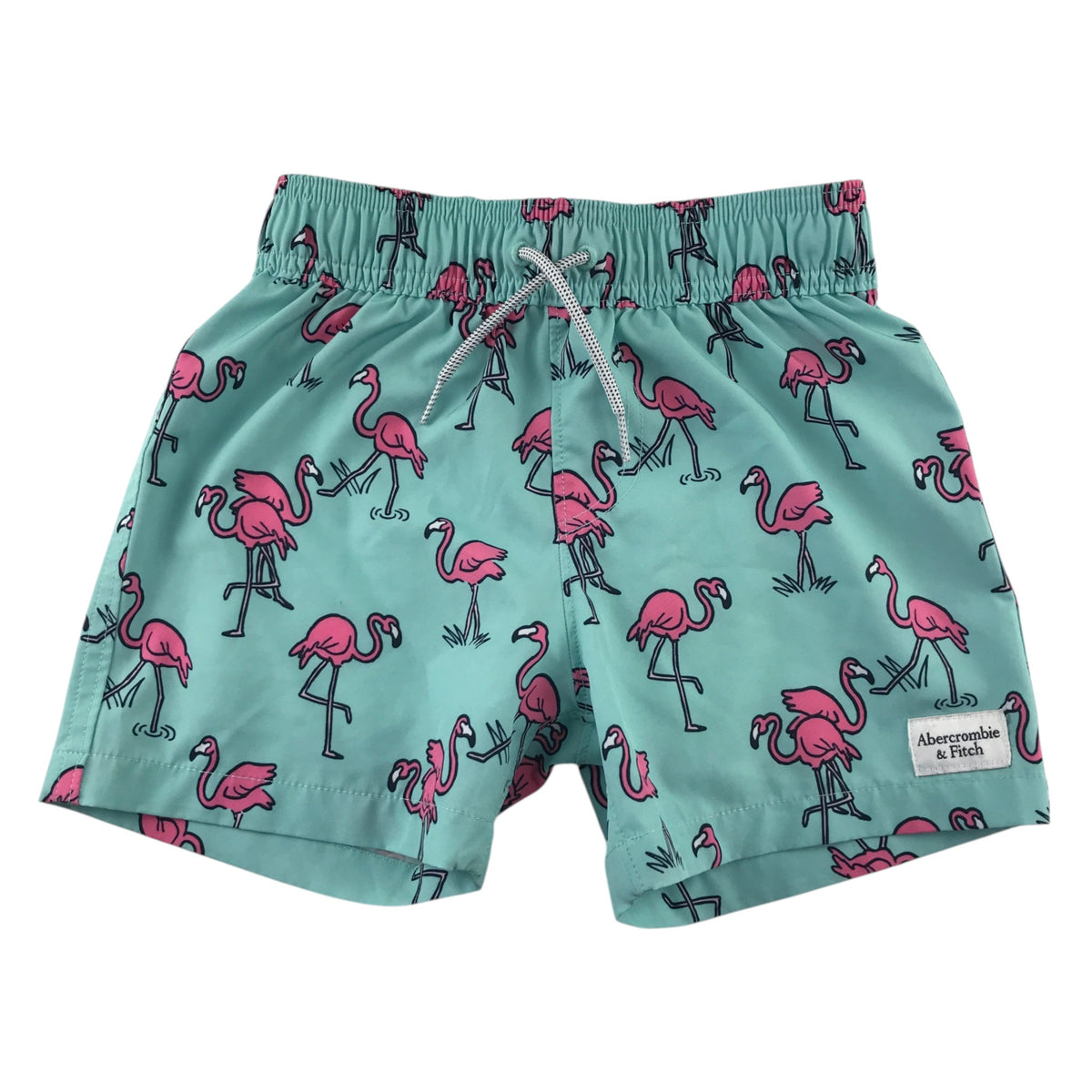 Abercrombie 5-6 years swim trunks light blue flamingos polyester elastane