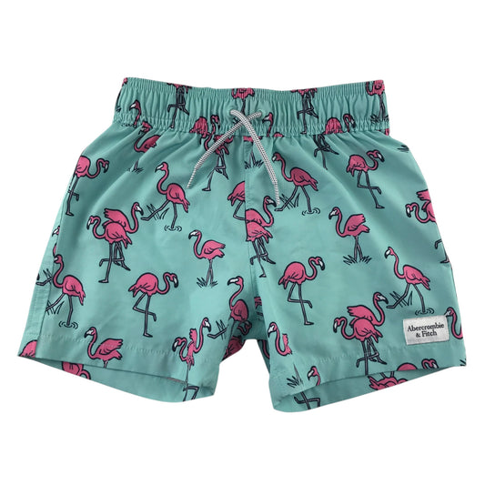 Abercrombie 5-6 years swim trunks light blue flamingos polyester elastane