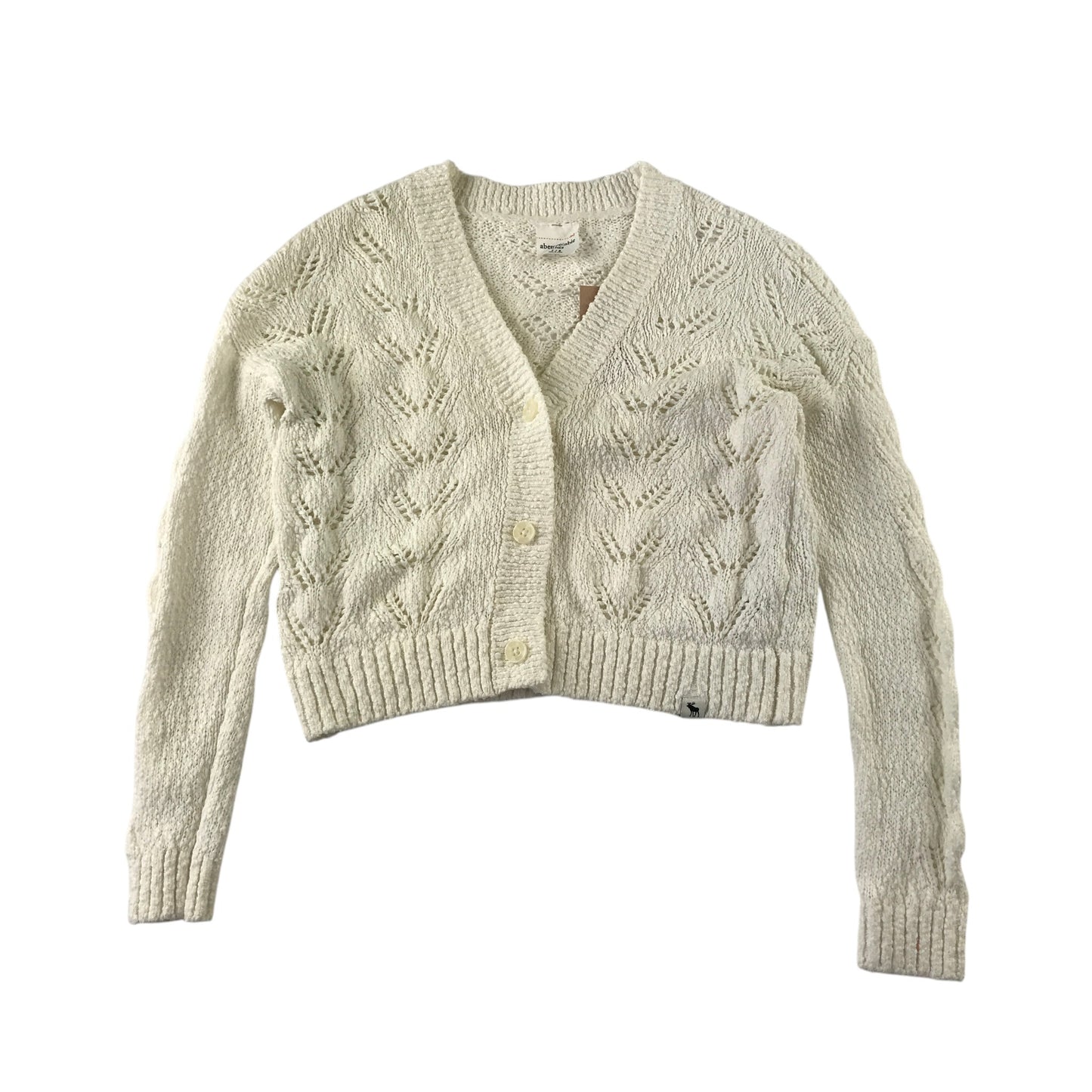 Abercrombie and Fitch 7-8 years white cropped cardigan cotton acrylic