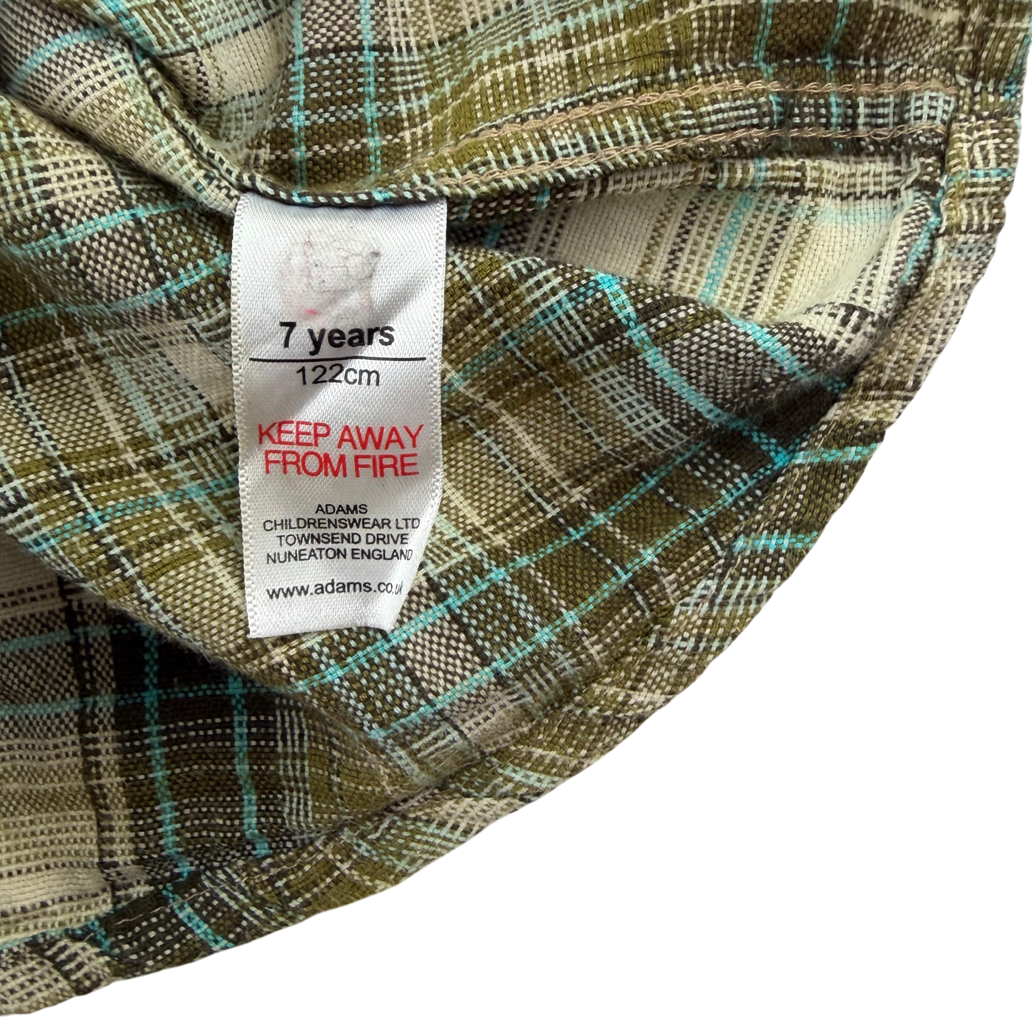 Adams Boys 6-7 years green check shirt cotton