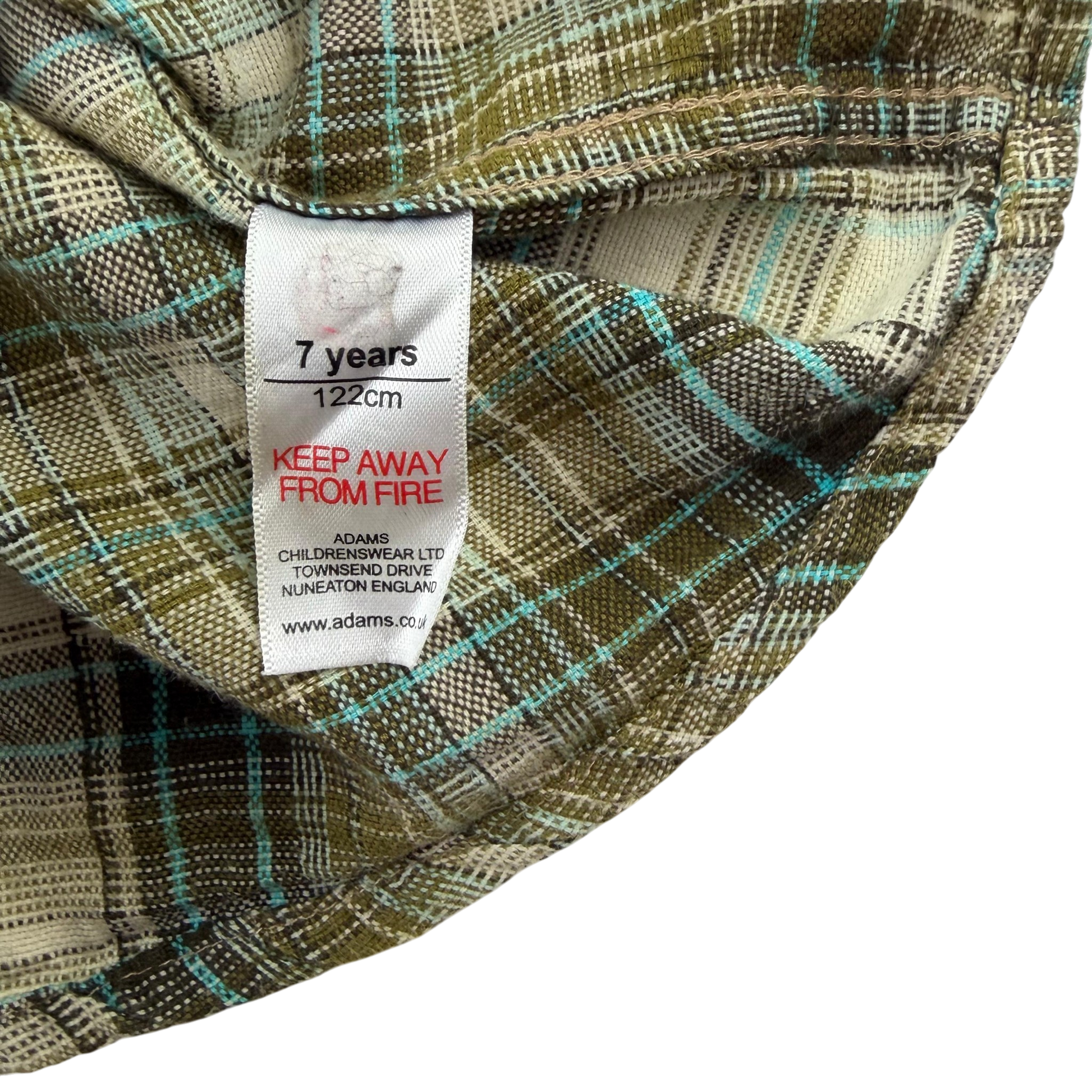 Adams Boys 6-7 years green check shirt cotton