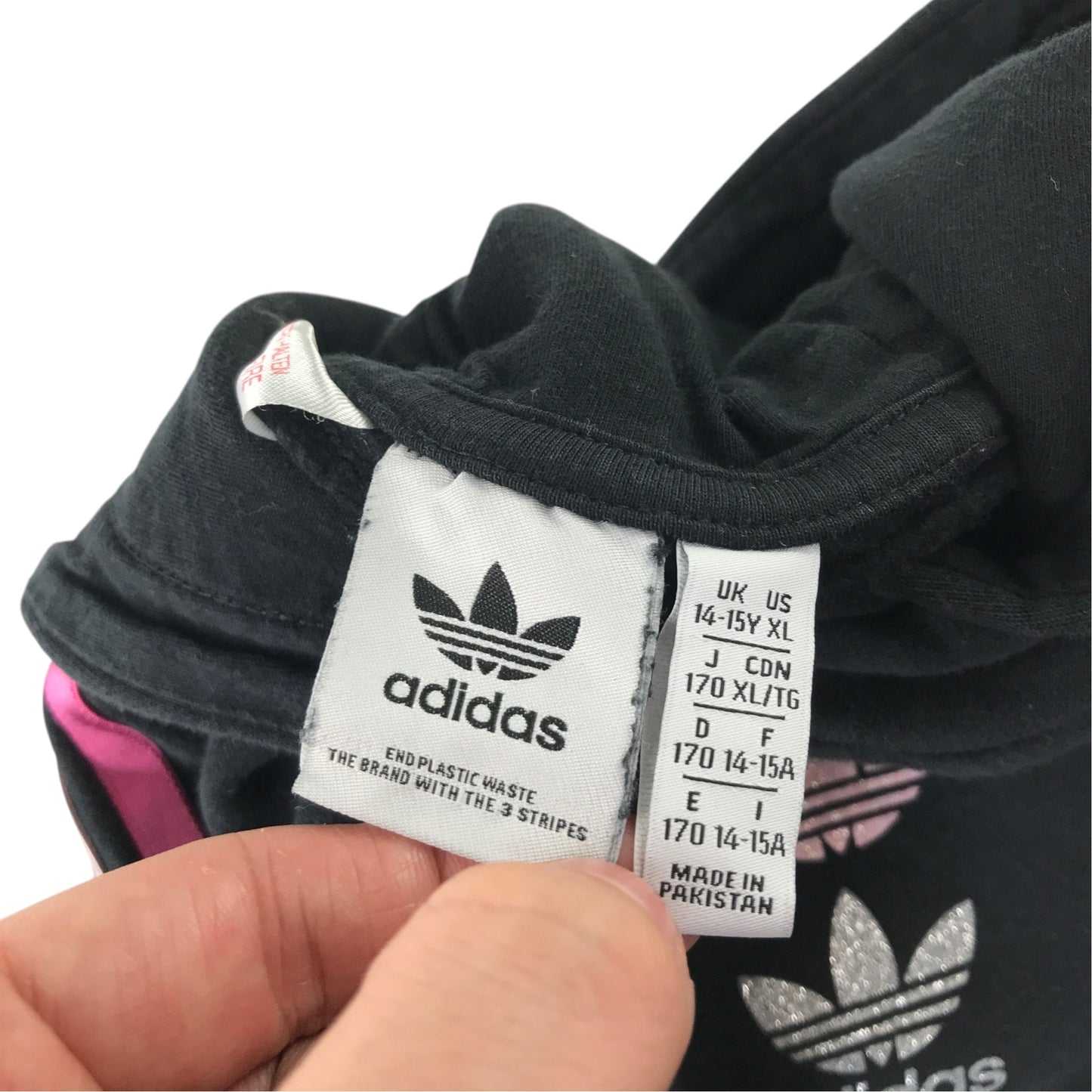 Adidas 14-15 years black hoodie cotton recycled polyester