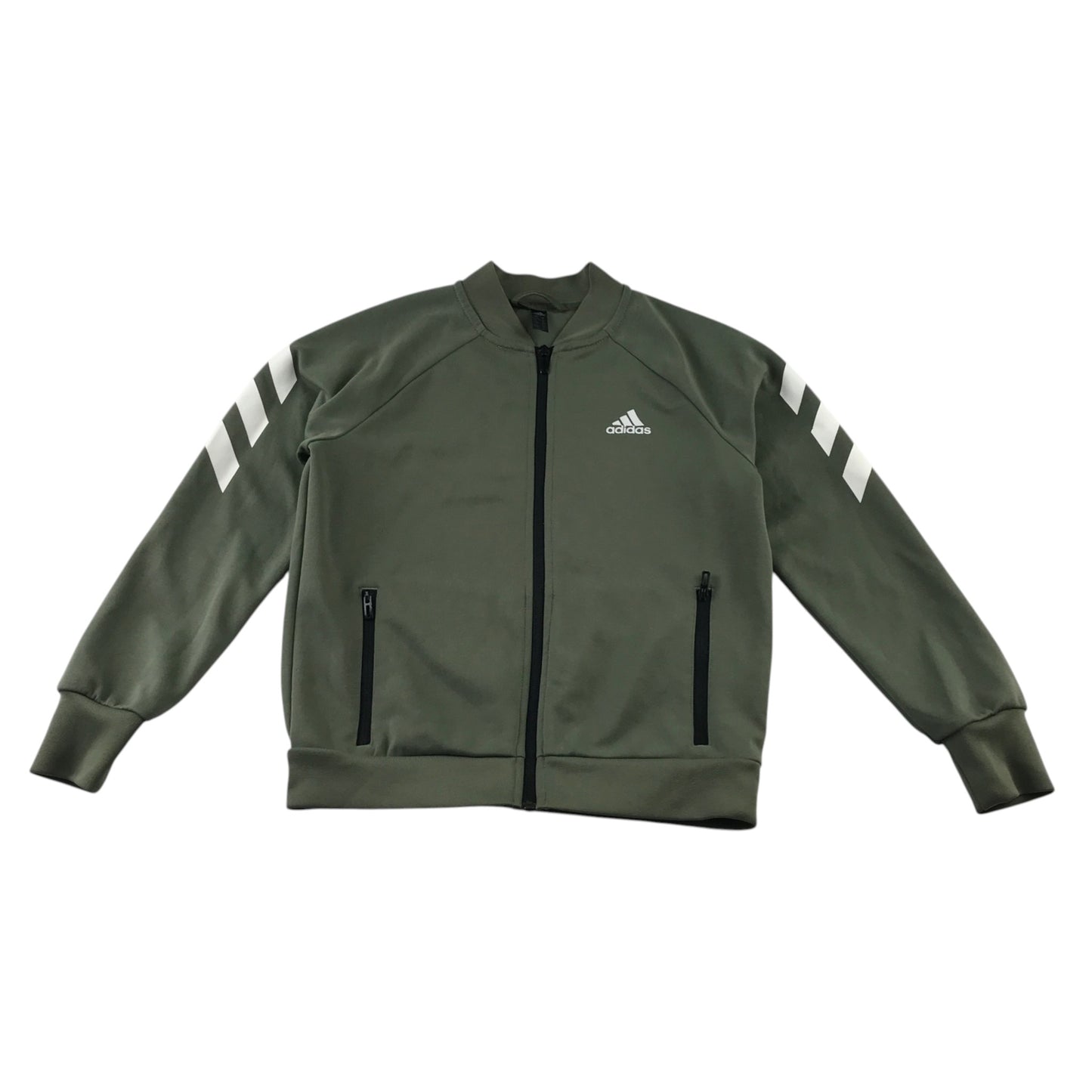 Adidas 9-10 years khaki green track jacket recycled polyester elastane