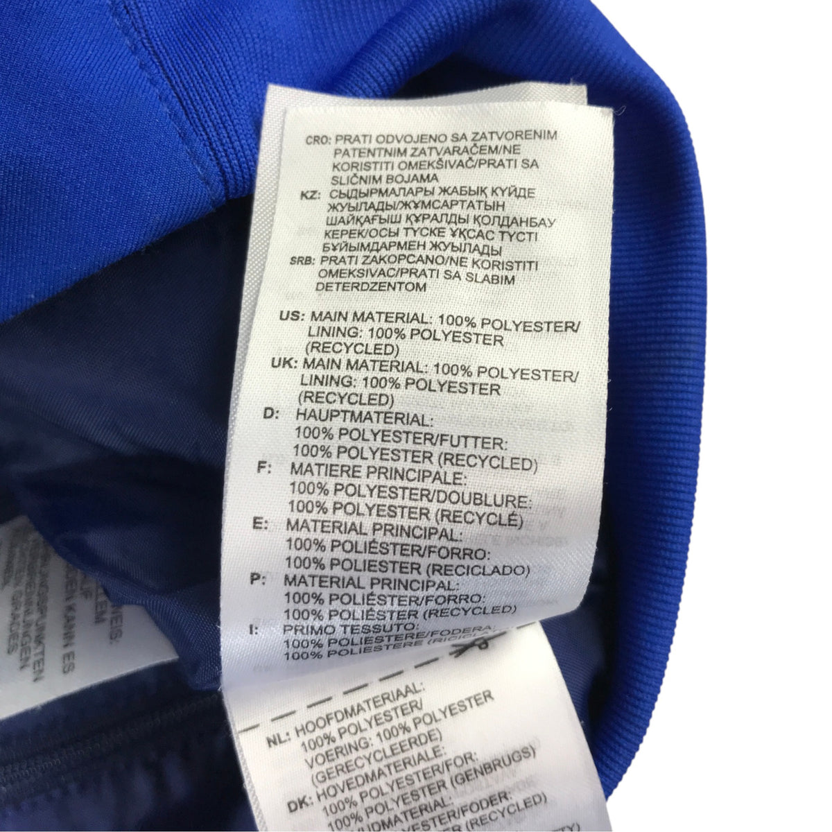 Adidas 9-10 years blue sport jacket panelled collarles full zip polyester