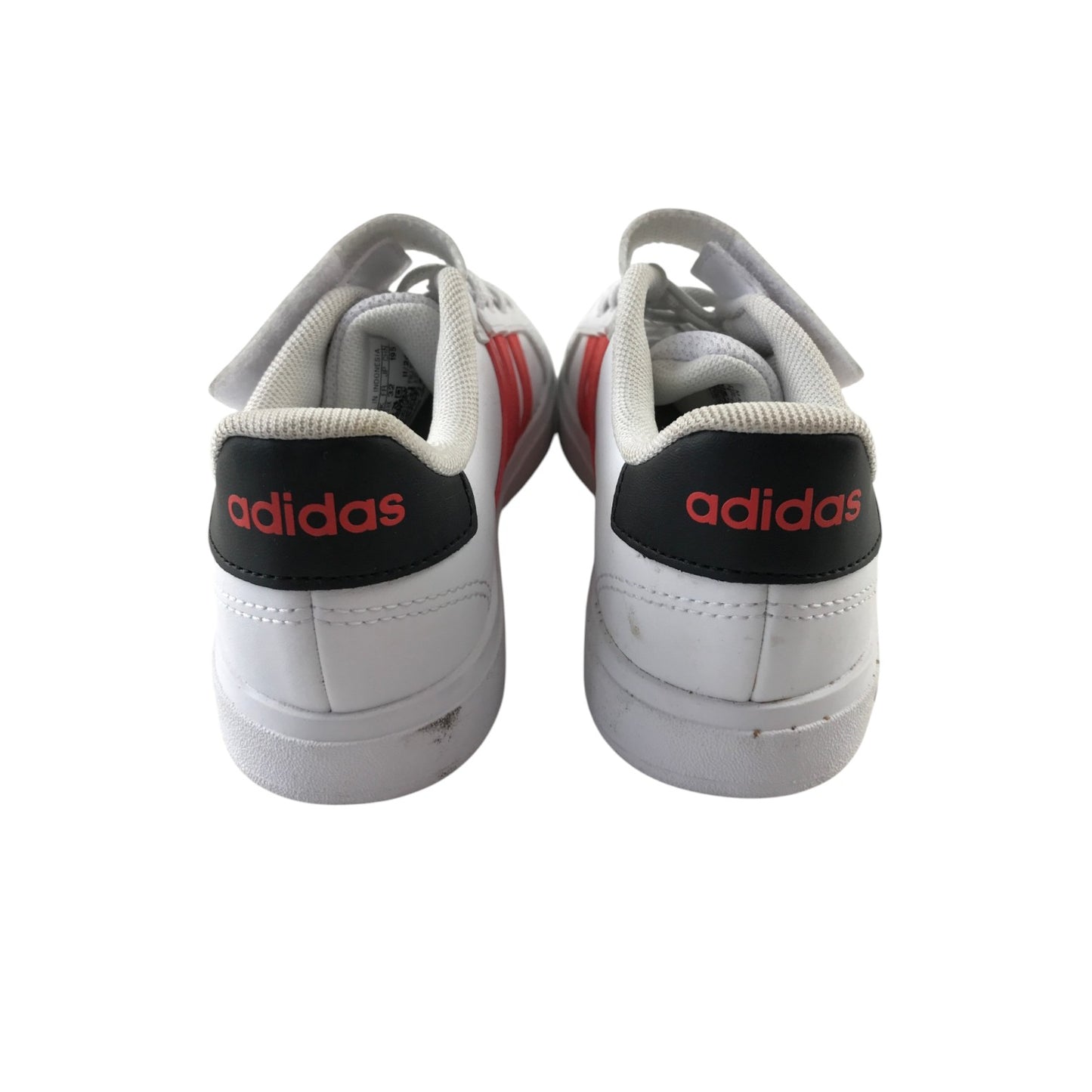 Adidas size 13.5 junior white and red trainers