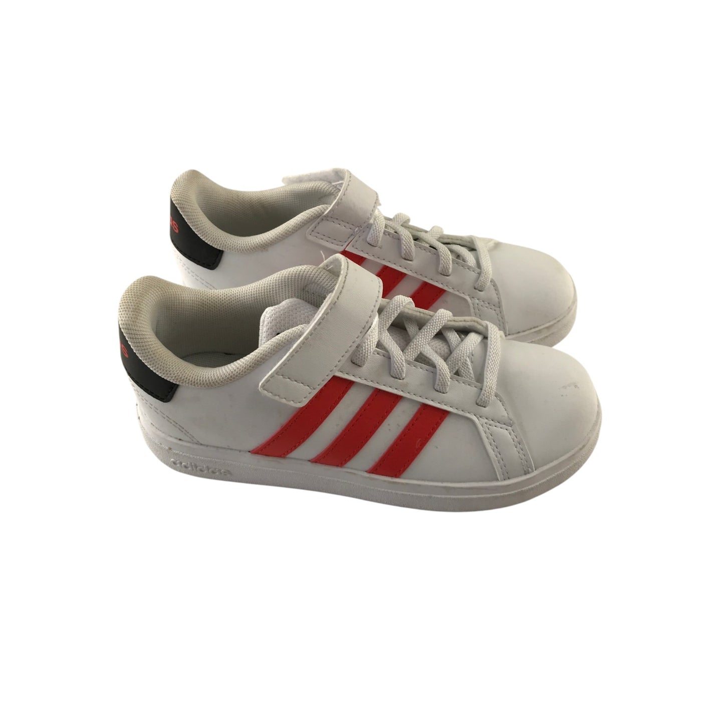 Adidas size 13.5 junior white and red trainers