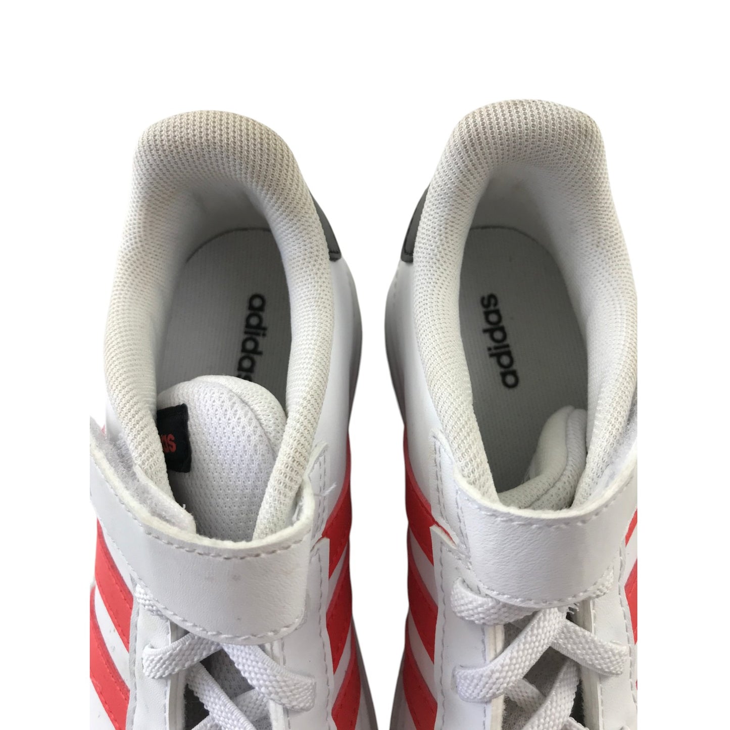 Adidas size 13.5 junior white and red trainers