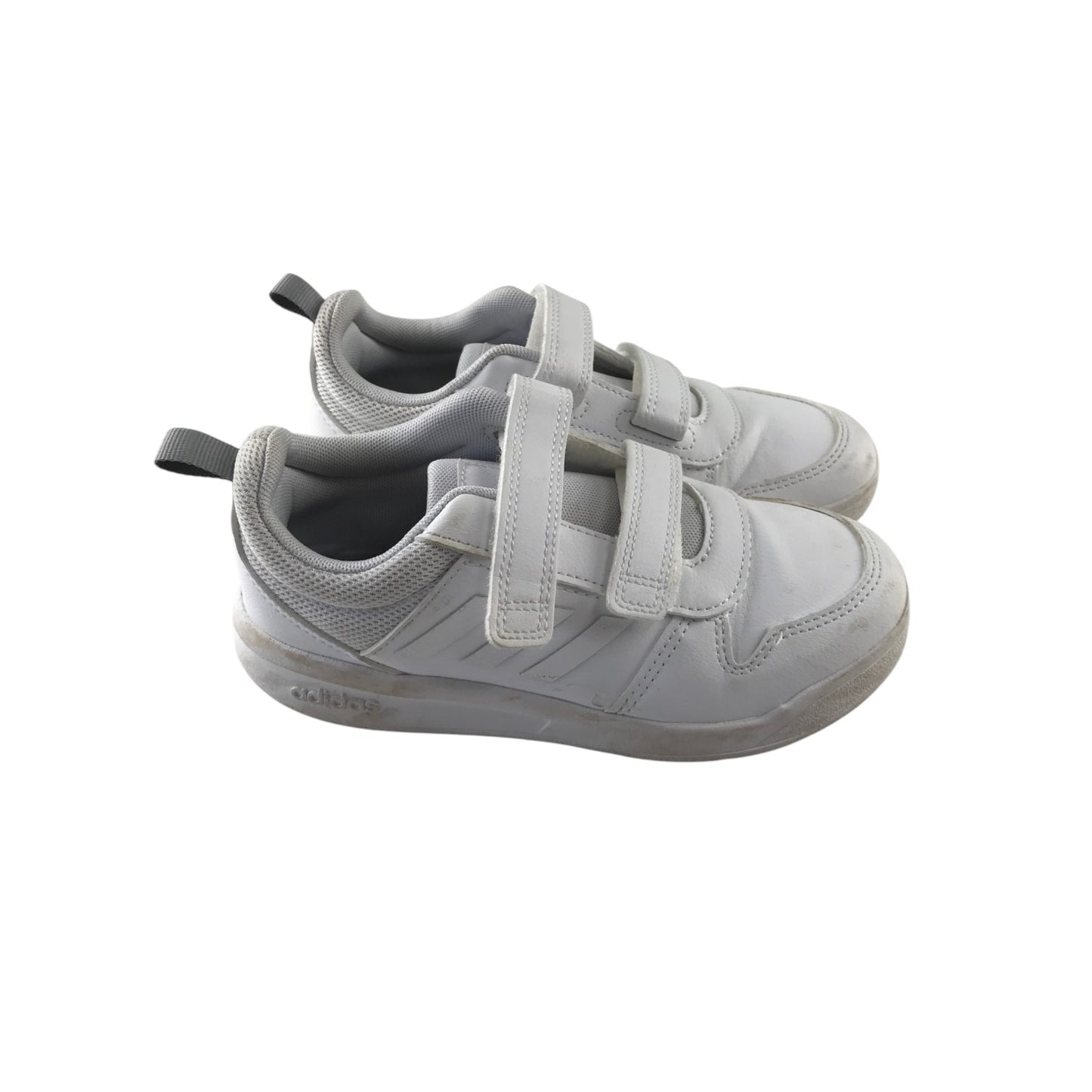 Adidas size 13 junior white trainers with loop and hook straps