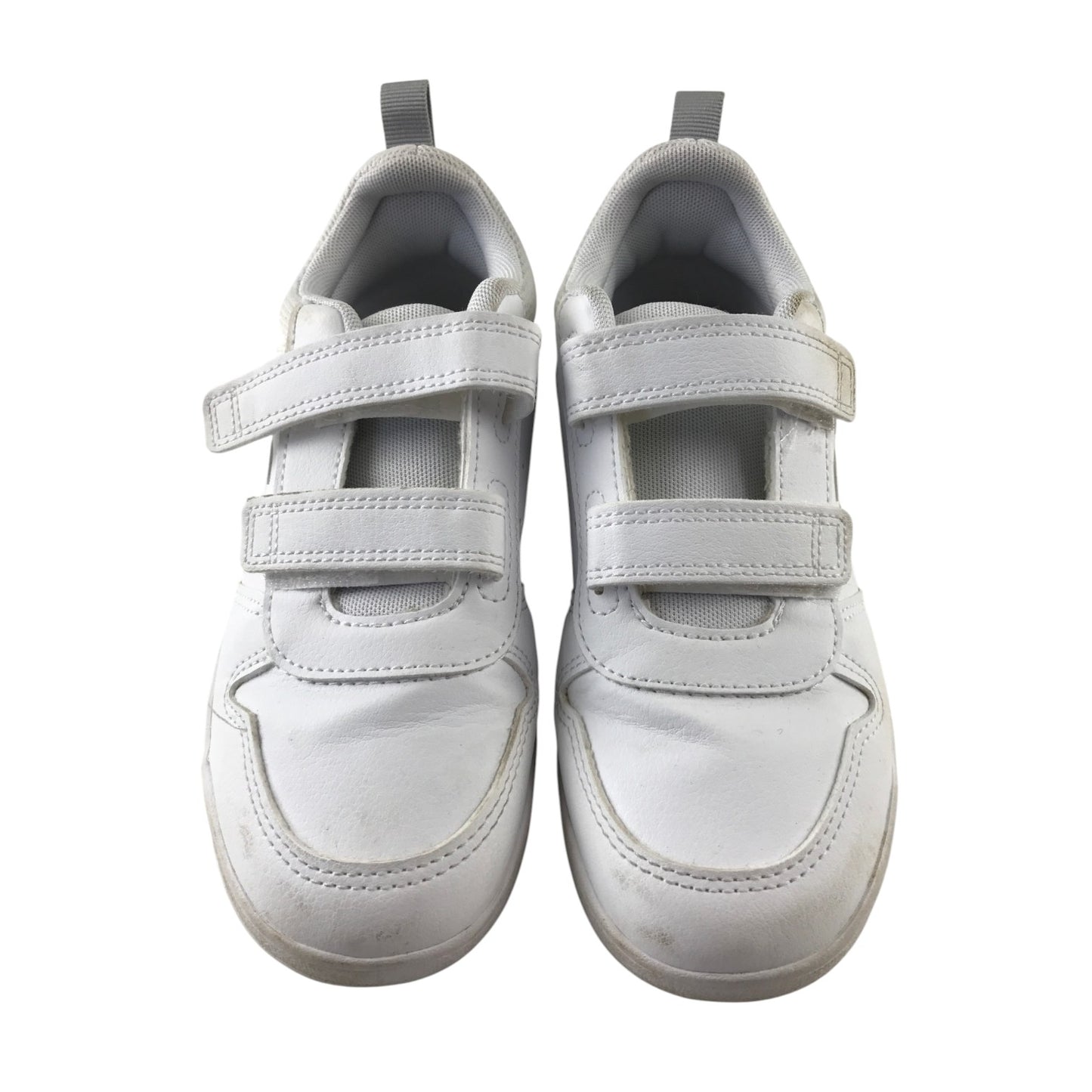 Adidas size 13 junior white trainers with loop and hook straps