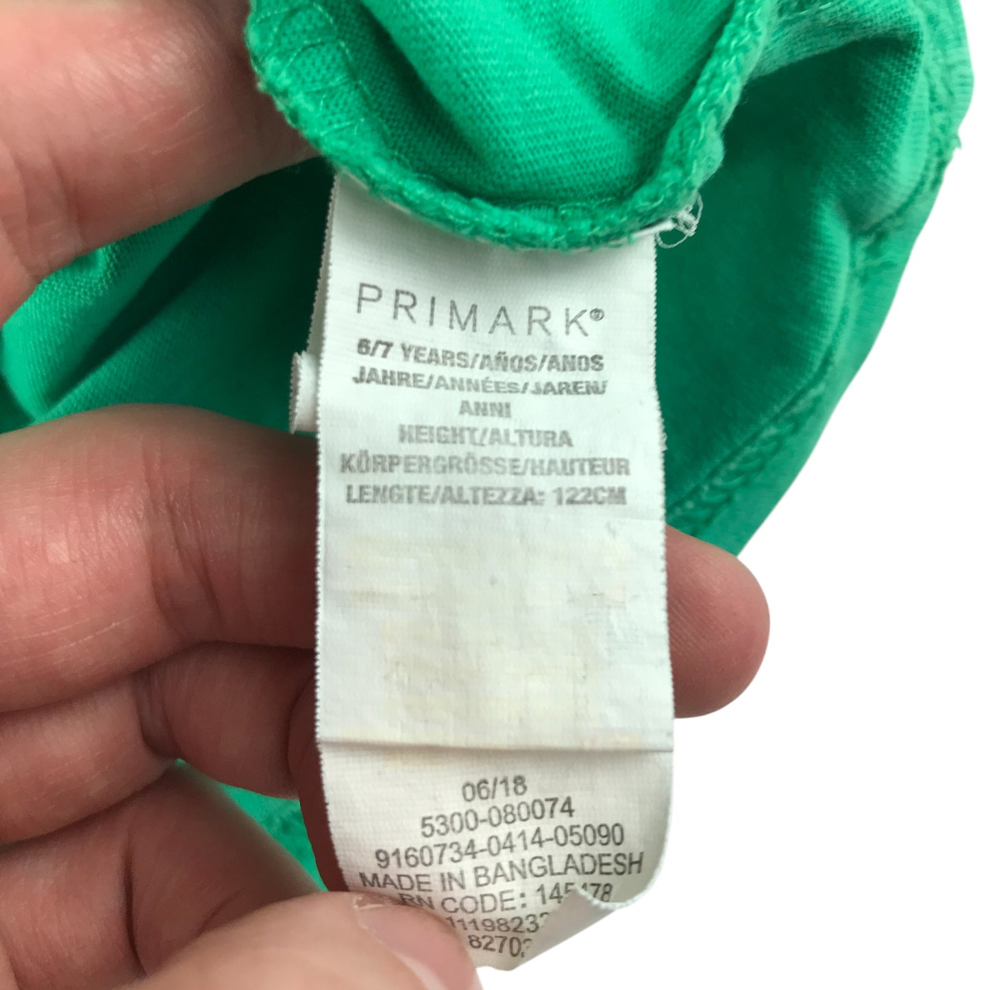 Primark t-shirt 6-7 years green Amazing print text long sleeve cotton