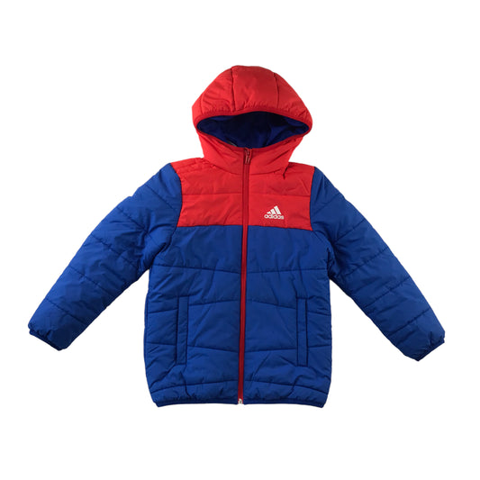 Adidas Jacket Age 7 Red and Blue Panelled Puffer