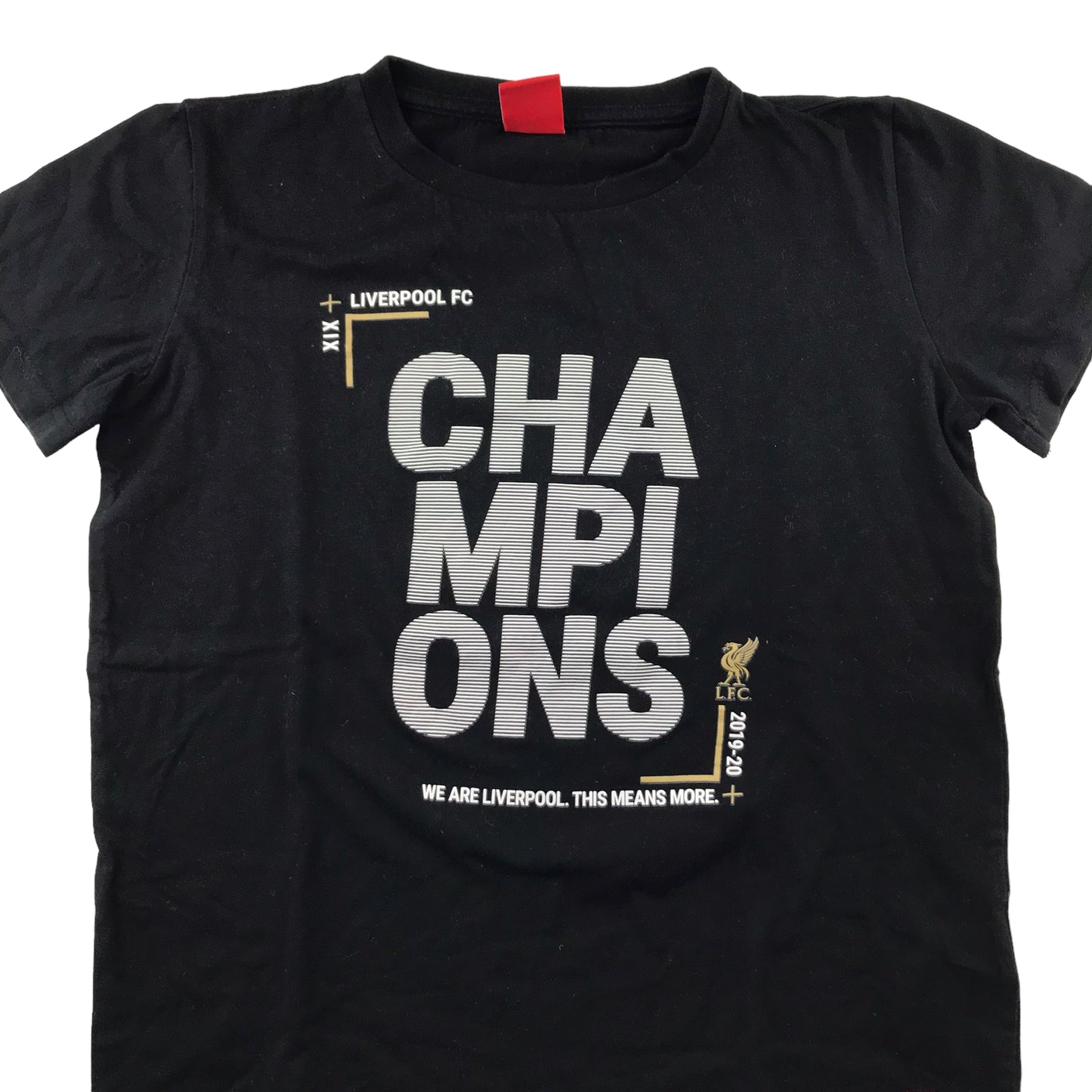 Liverpool FC T-Shirt 11-12 Years Black 2019-2020 Champions Cotton