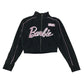 Barbie size M black cropped velour hoodie cotton polyester