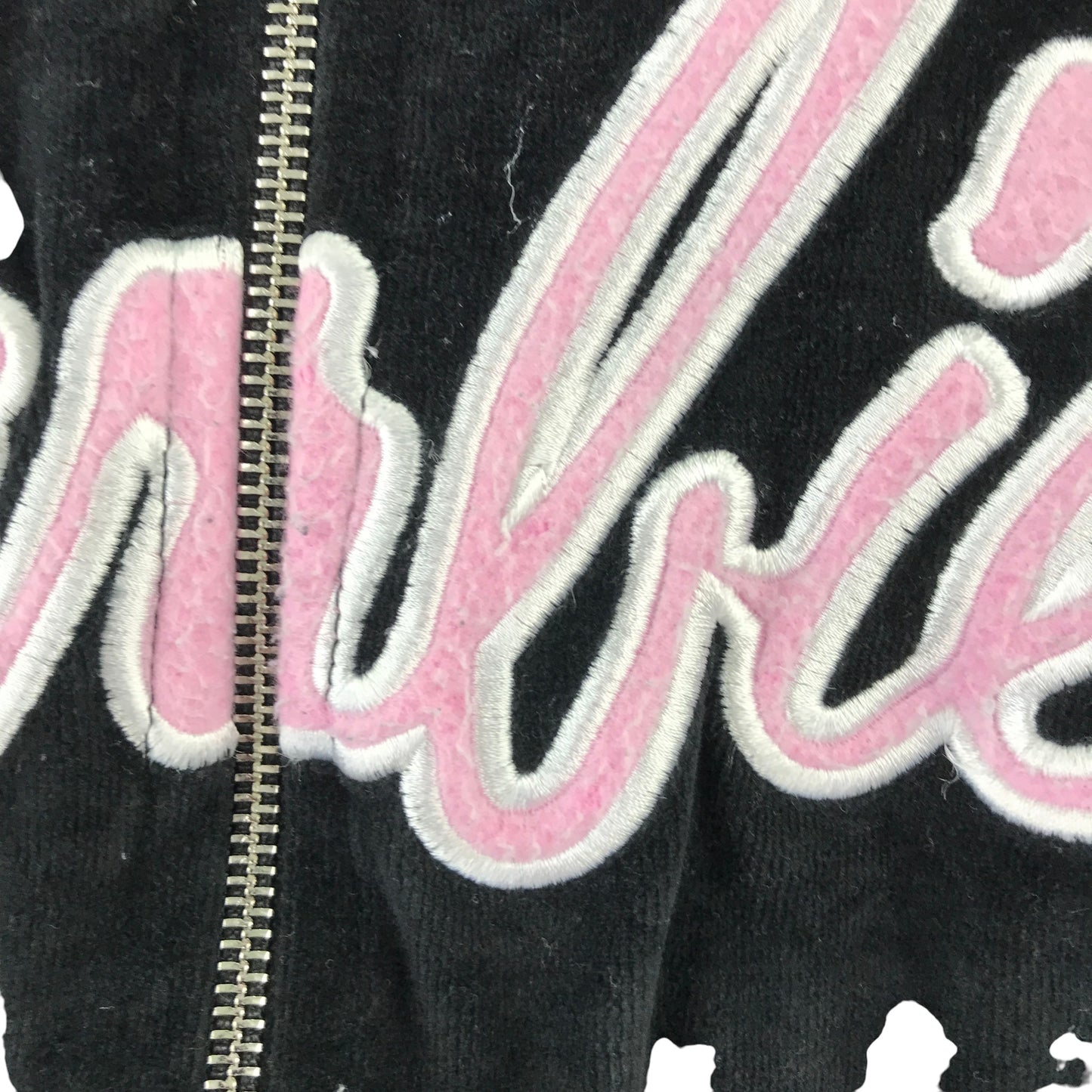 Barbie size M black cropped velour hoodie cotton polyester