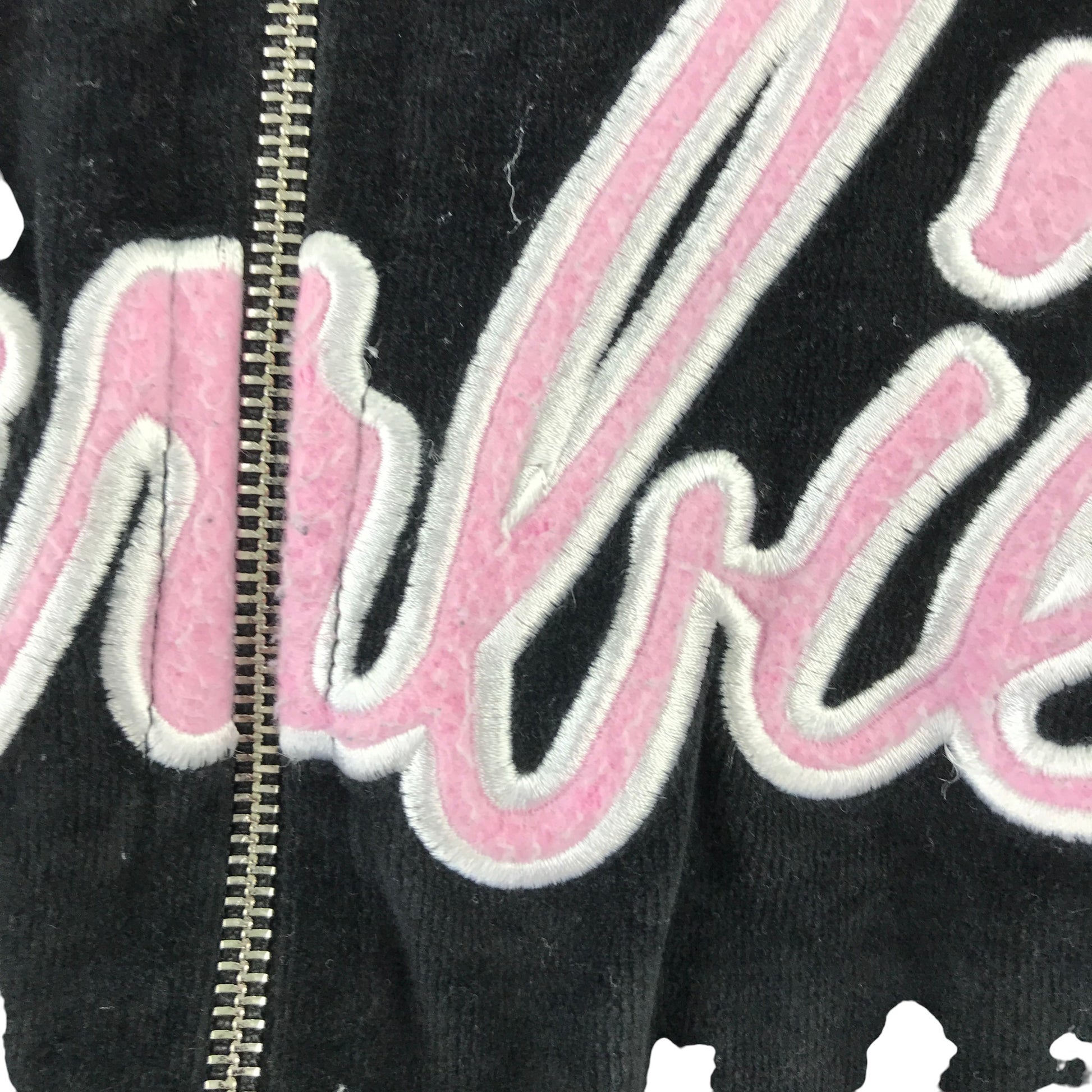 Barbie size M black cropped velour hoodie cotton polyester