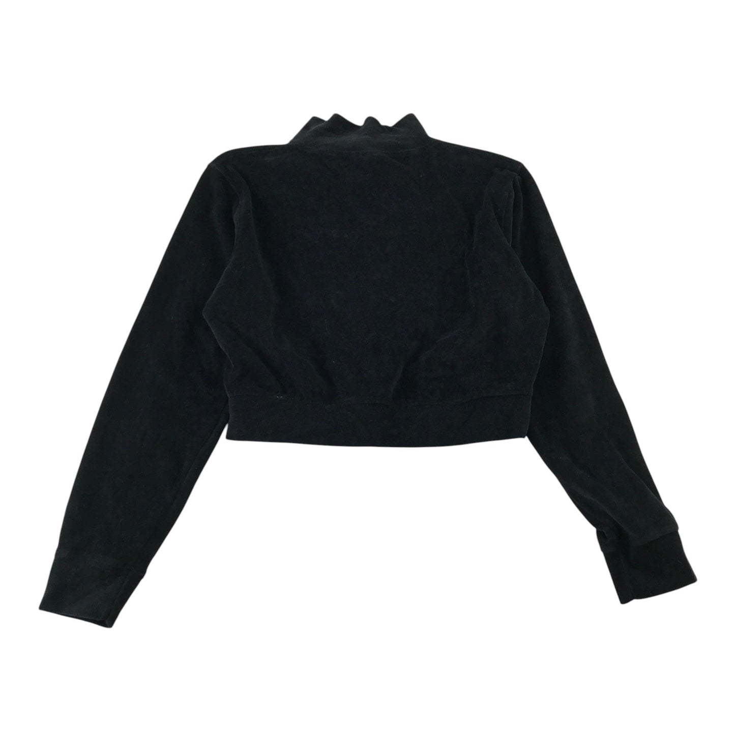 Barbie size M black cropped velour hoodie cotton polyester