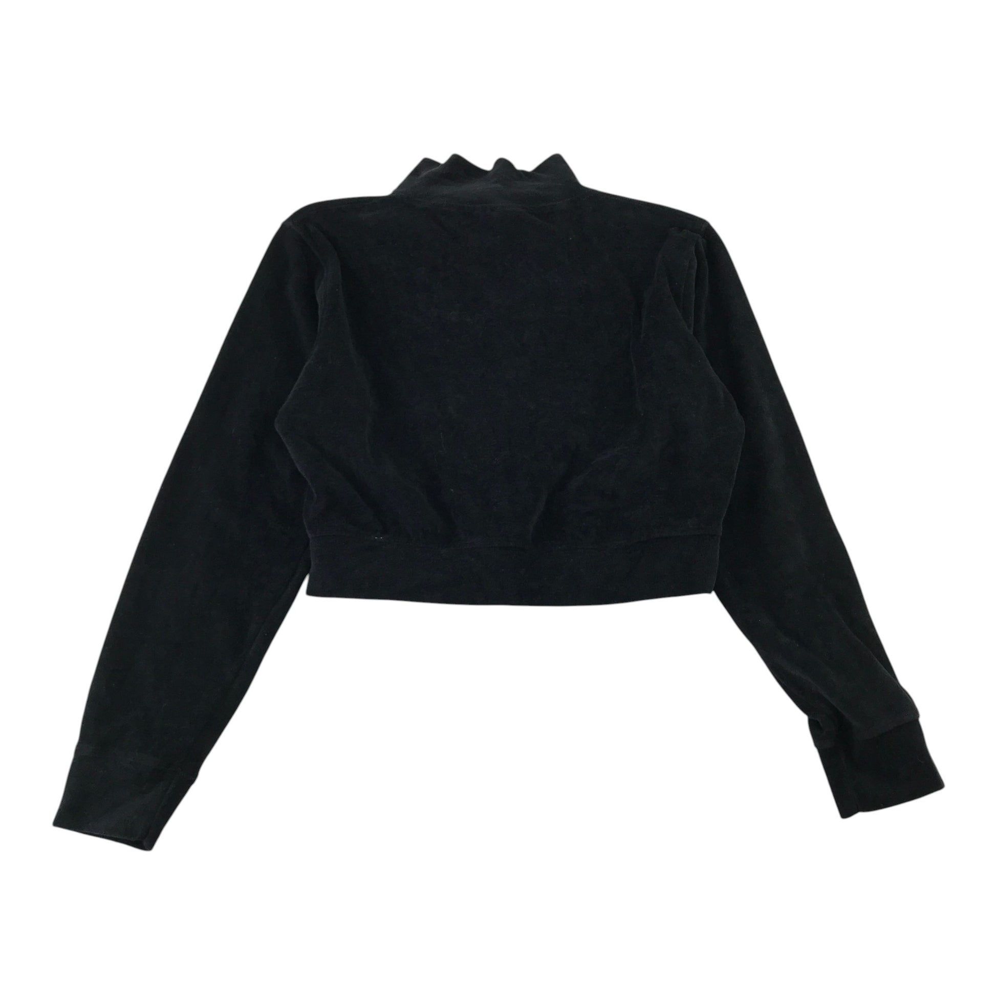 Barbie size M black cropped velour hoodie cotton polyester