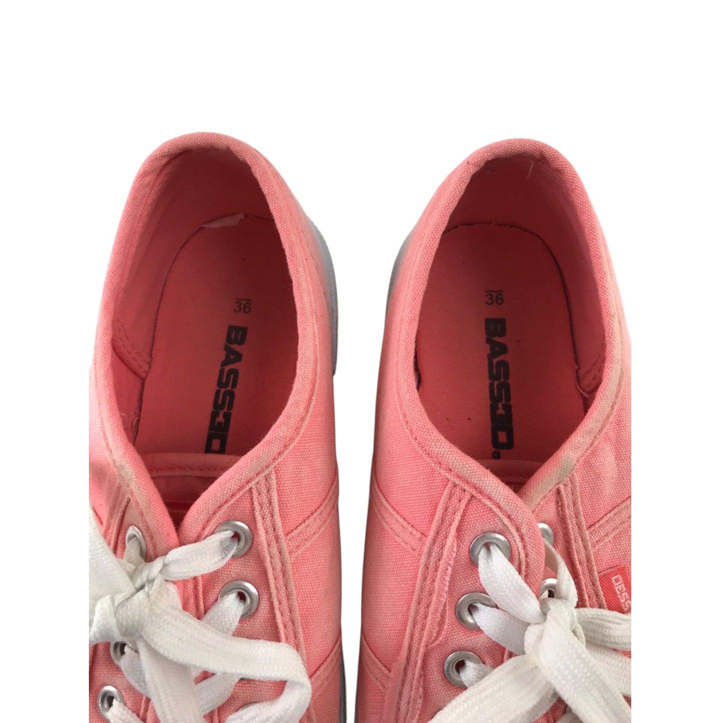 Bassed size 3.5 coral canvas trainers
