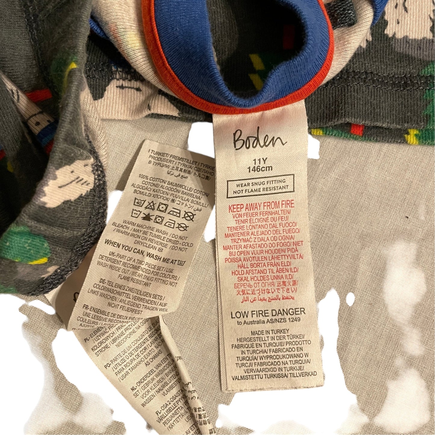 Boden 10-11 years grey pyjama set yeti print cotton
