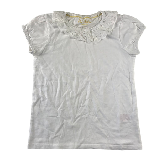 Boden 8-9 years white t-shirt embroidered lace style collar
