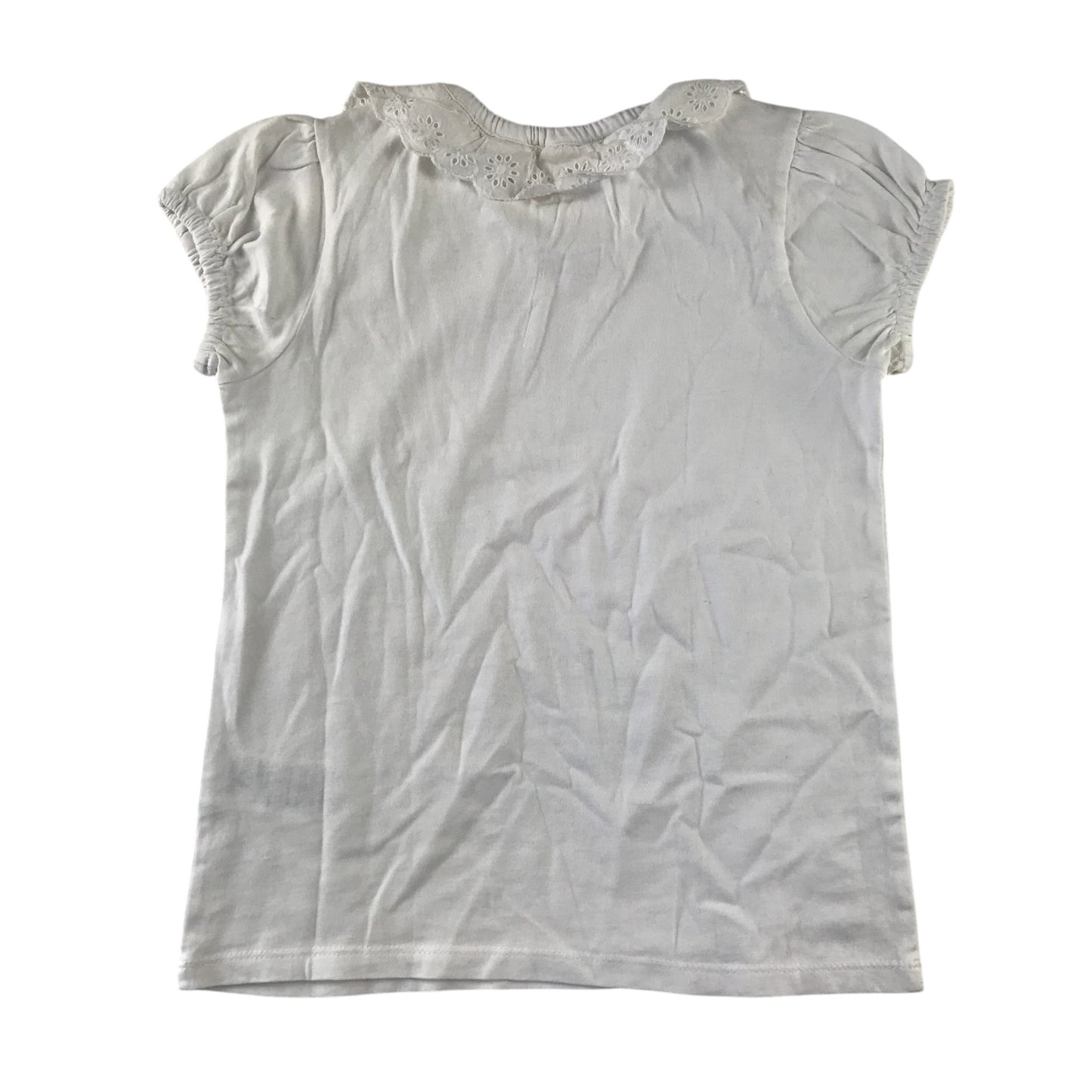 Boden 8-9 years white t-shirt embroidered lace style collar