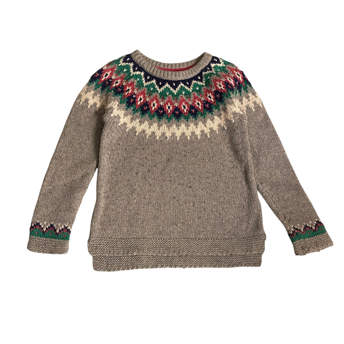 Boden 6-7 years grey and multi colour Fair Isle jumper cotton blend