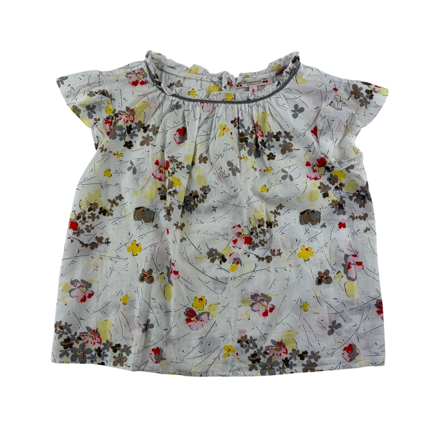 Bonpoint 5-6 years white floral blouse cotton