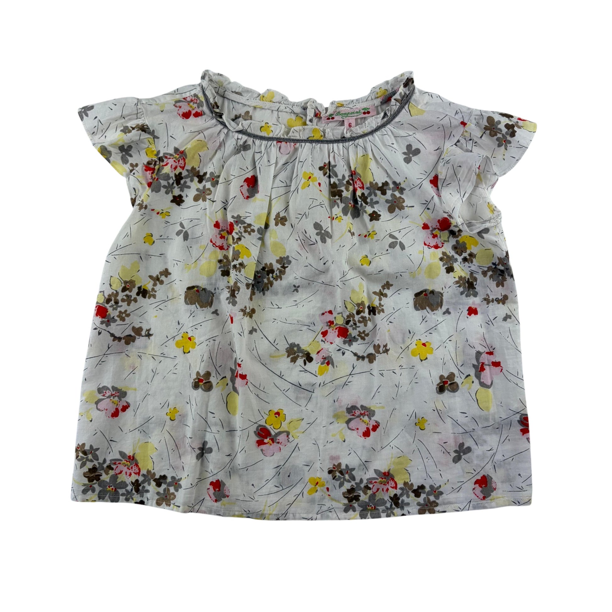 Bonpoint 5-6 years white floral blouse cotton