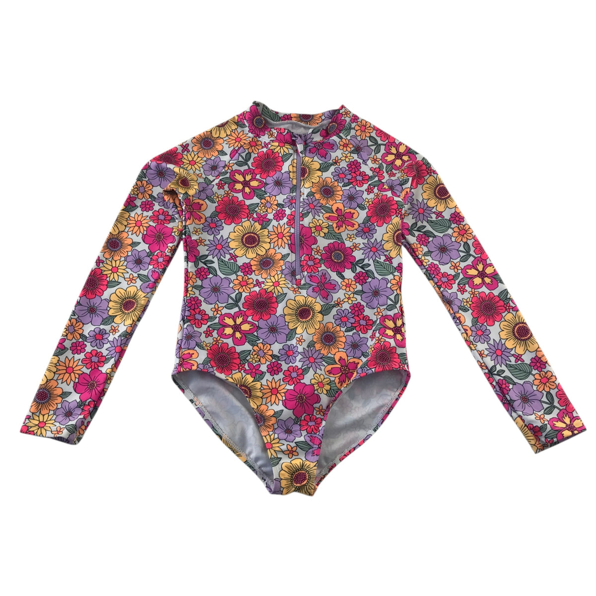 Btween 7-8 years multicolour swimsuit long sleeve polyester elastane